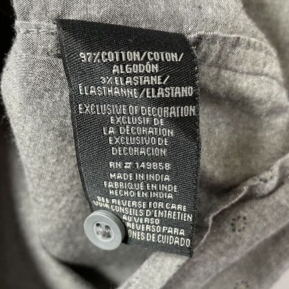 VOYAGER Shirt Mens Medium M Gray Geometric Print Button Up Cotton Stretch - Picture 7 of 7